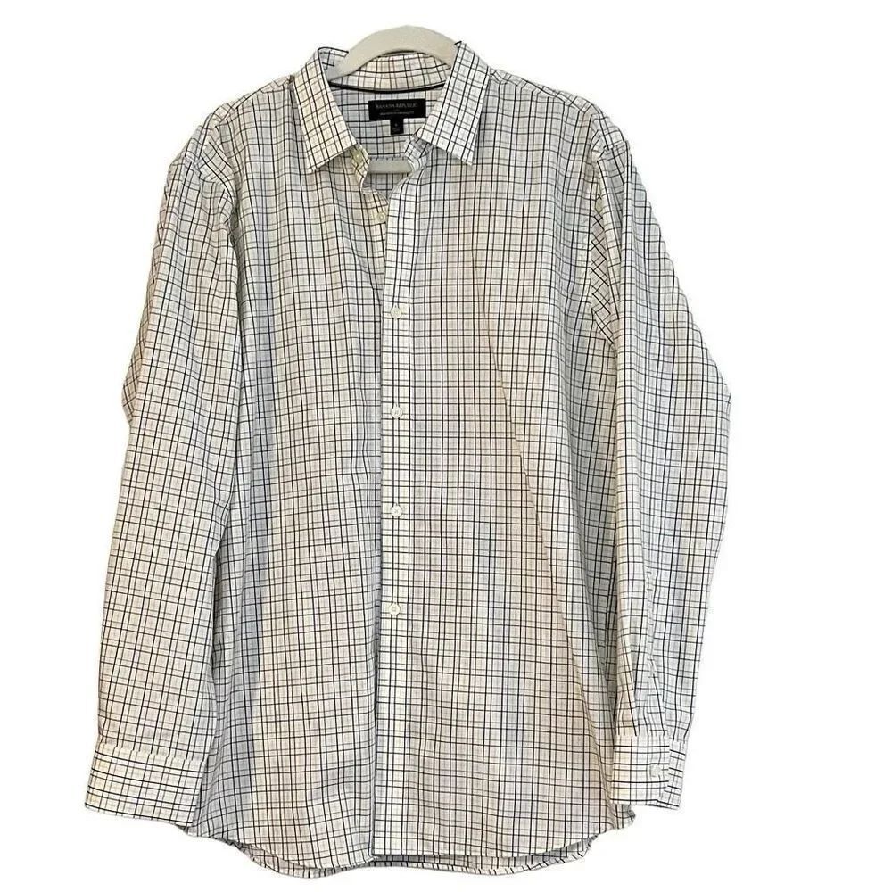 Banana Republic No-Iron Standard Fit Plaid Button Up Long Sleeve Shirt Large